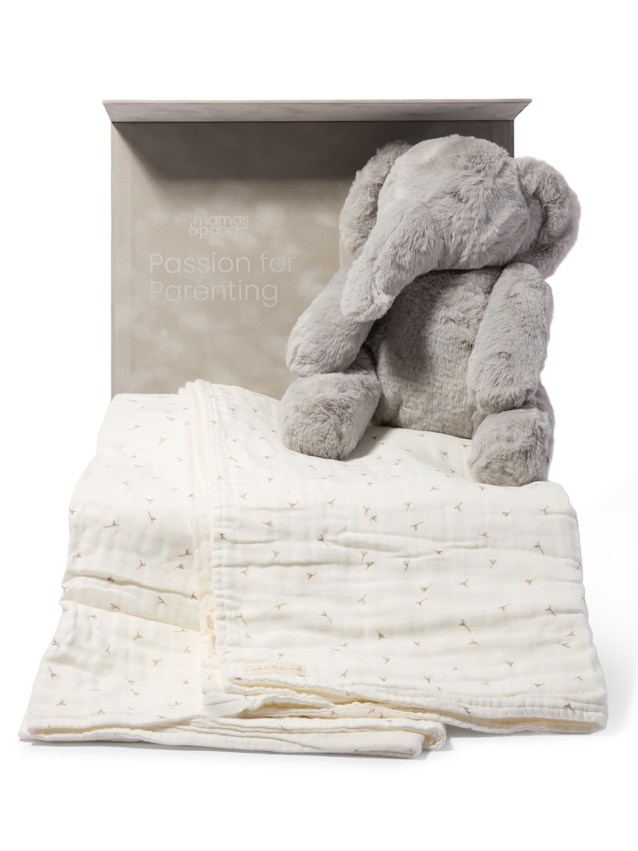 Muslin Gift Set - Seed Muslin Blanket with Archie Elephant Soft Toy image number 1